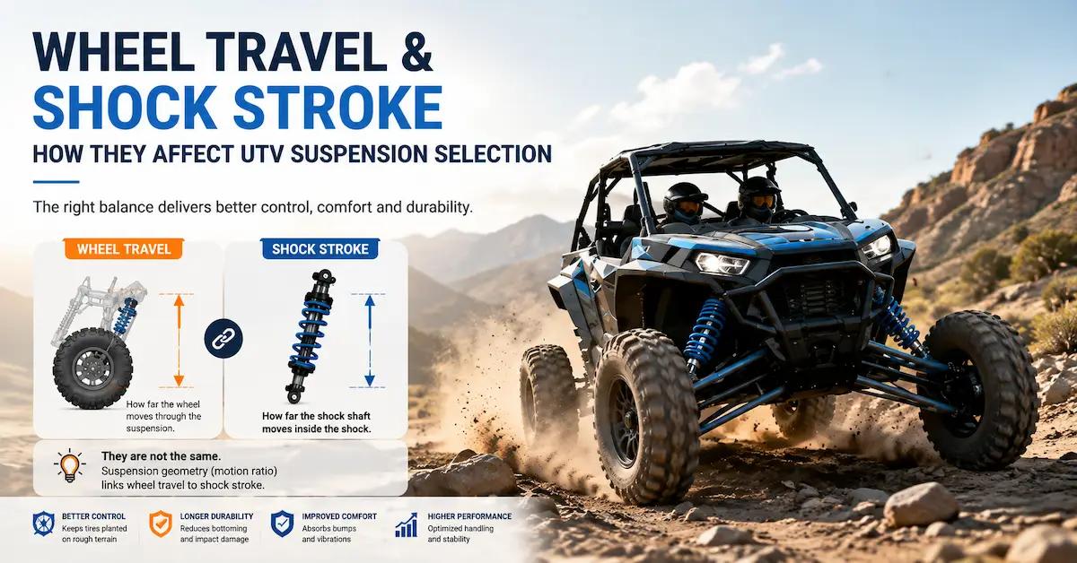 How Do Wheel Travel and Shock Stroke Affect UTV Suspension Selection?