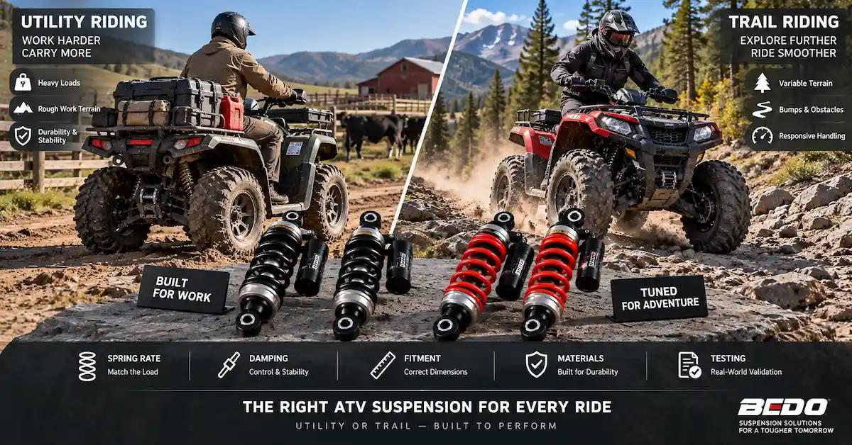 ATV Suspension for Utility vs. Trail Riding: Load, Travel, and Damping
